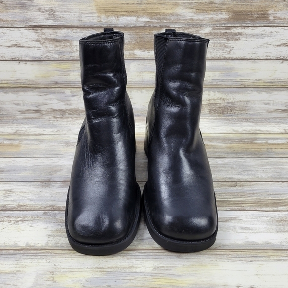 Croft & Barrow Marlon Black Leather Block Heel Chelsea Ankle Boots Womens Size 6 - Picture 2 of 10